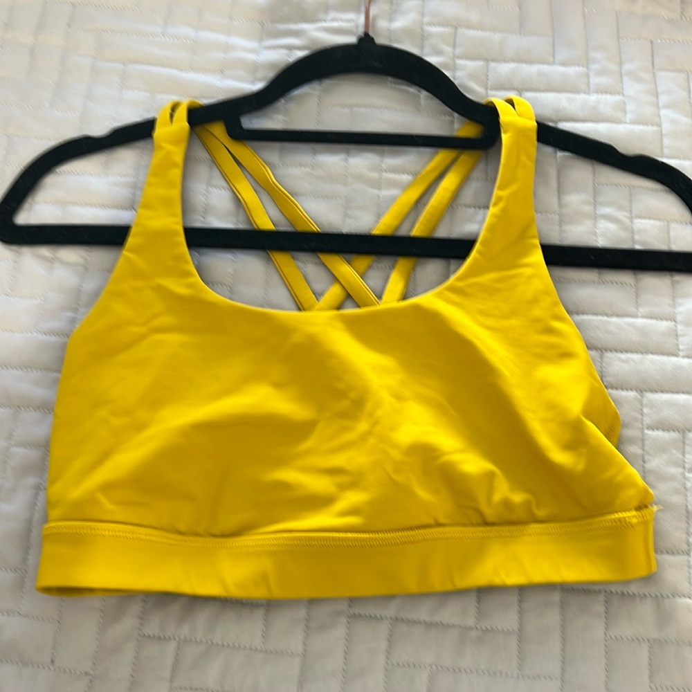 Women's Yellow Strappy Back Sports Bra